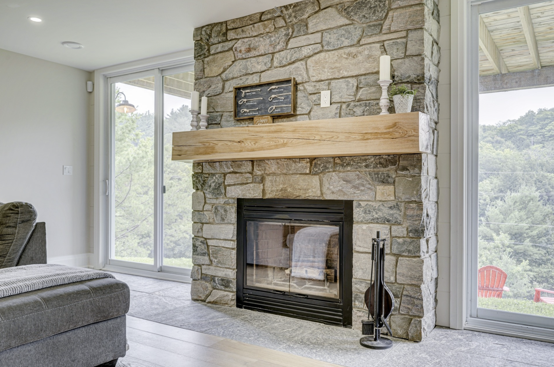 Wood burning fireplace
